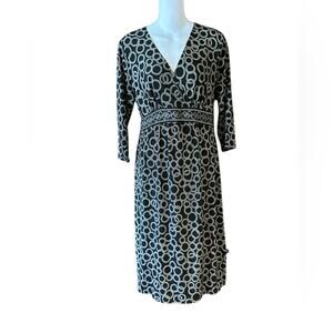 Two Hearts Womens Medium Maternity Black and White Patterned Dress